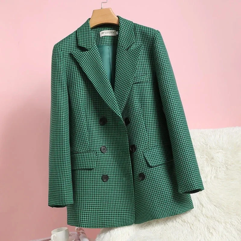 Блейзер 2023 Весна Осень Новый Женский Клетчатый костюм Модное Летнее пальто British Small Slim 's Jacket R180
